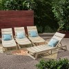 Christopher Knight Home Maki Outdoor Acacia Wood Armless Adjustable Chaise Lounges (Set of 4) - 2 of 4