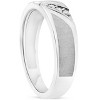 Pompeii3 Mens 1/10ct White Gold Diamond Ring Flat Classic Bushed Wedding Anniversary Band - 2 of 4