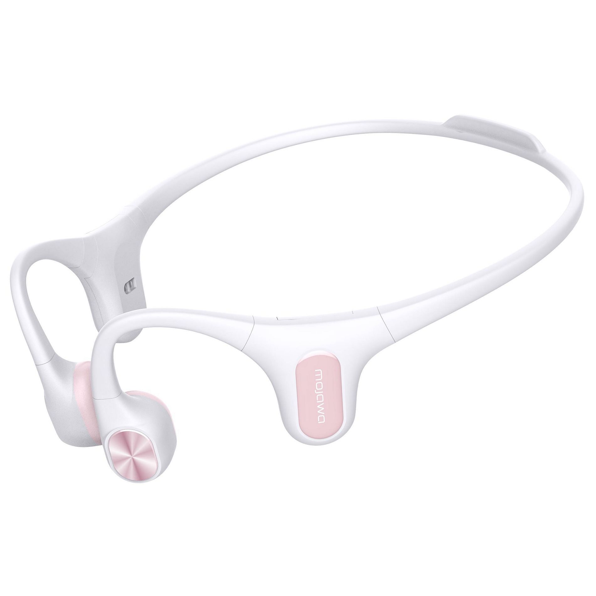 Mojawa Run Air/Mojo 2 Bluetooth Wireless Bone-Conduction Waterproof Open-Ear Headphones with Microphone - White: Lightweight Design, Volume Control