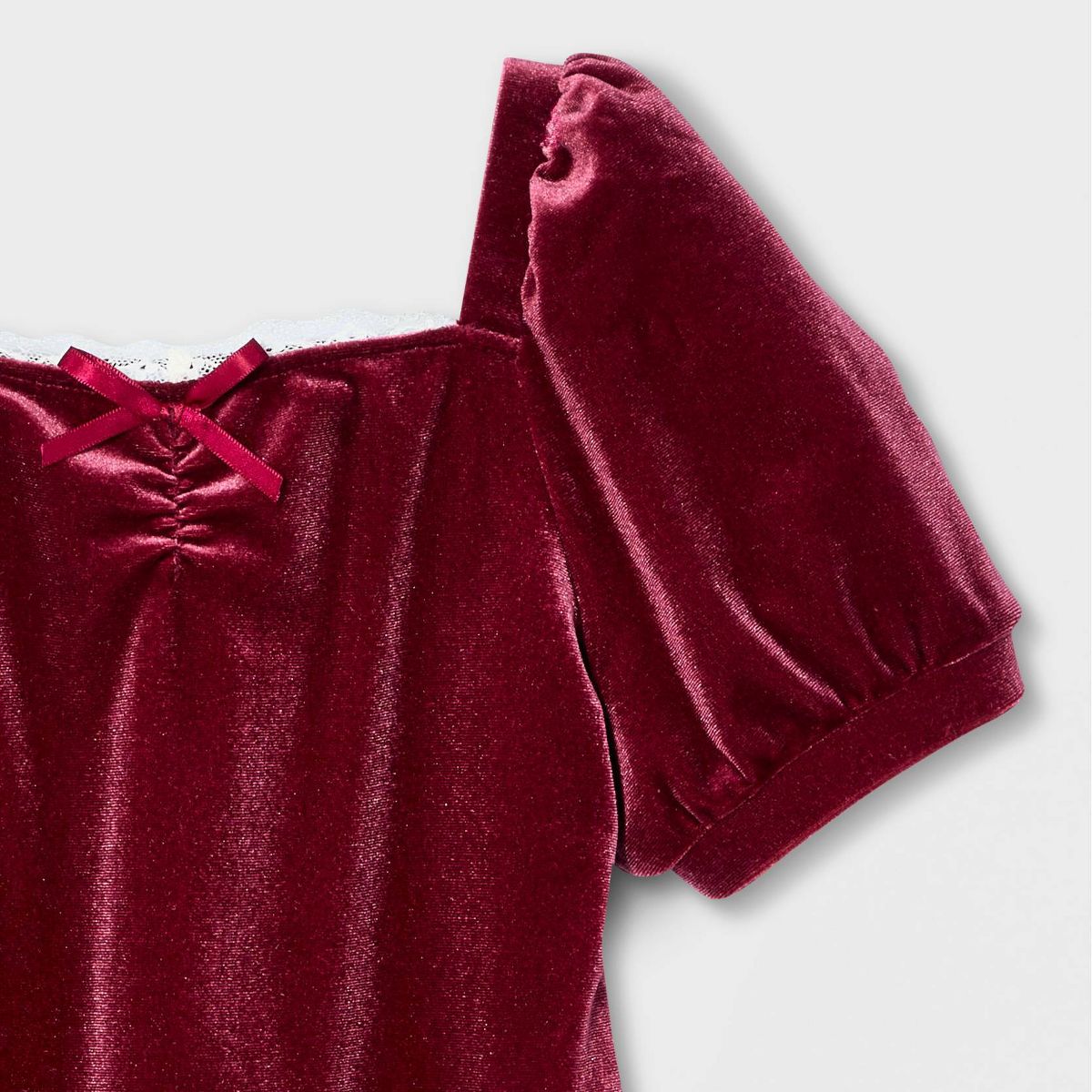 Girls' Short Sleeve Square Neck Velvet Dress - Cat & Jack™ - thumbnail 4