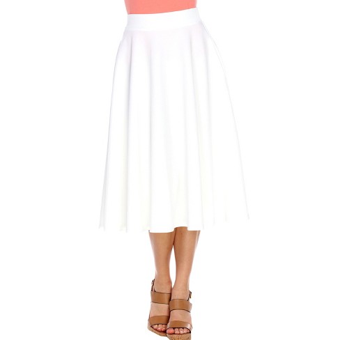 Women's Flared Midi Skirt With Pockets White Small - White Mark : Target