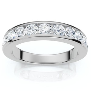 Pompeii3 1Ct Channel Set Diamond Wedding Ring 14k Gold or Platinum Lab Created EF/VS - 1 of 4