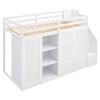 YOOCOZZ Twin Size Loft Bed with Wardrobes, Drawers, Shelves, Storage Staircase - White - 4 of 4