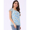 INSPIRE CHIC Women's Chiffon Ruffle Sleeve Square Neck Floral Print Blouse - 3 of 4