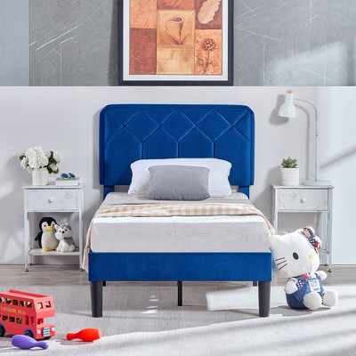 VECELO Bed Frame Premium Upholstered Platform with Height Adjustable Headboard
