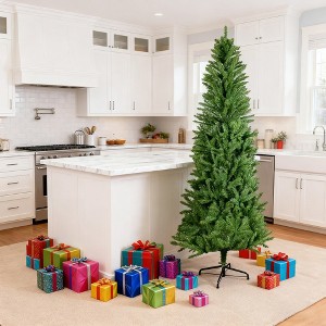 KTMBDW Green Artificial Pencil Christmas Tree, Premium Hinged Pine Tree with Metal Legs, Perfect for Home, Shops and Holiday Decoration - 1 of 4