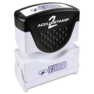 Accustamp2 Pre-Inked Shutter Stamp with Microban Blue ENTERED 1 5/8 x 1/2 035573