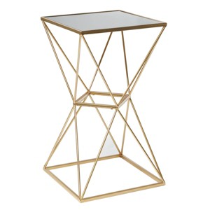 Glam Geometric Mirrored Accent Table Gold - Olivia & May: 27.625" H, No Assembly Required - 1 of 4