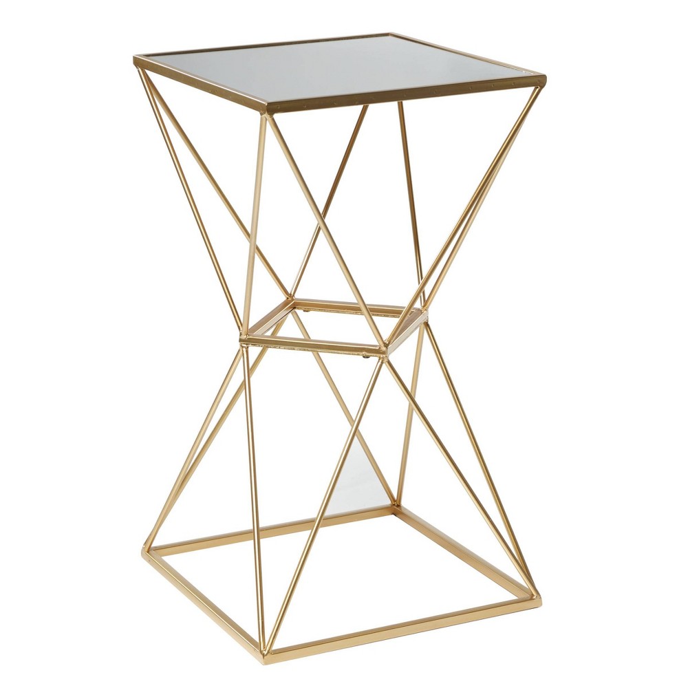 Photos - Coffee Table Glam Geometric Mirrored Accent Table Gold - Olivia & May