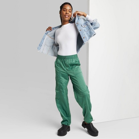 Women's High-rise Toggle Parachute Pants - Wild Fable™ Green M : Target