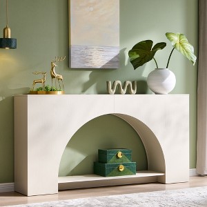 Console Table with Arched Open Shelf, 63" Modern Console Table with Storage, Narrow Console Table for Entryway Living Room - 1 of 4