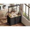 Cabihome 42" Island, Heavy-Duty Multi-Functional Kitchen Cart with 2-Tier Shelves, 5 Hooks, and Solid Wood Construction - Ideal for Kitchen, Dining - 3 of 4