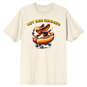 Hot Dog Summer, Skateboard Hotdog Bread, Dog on Natural Short Sleeve Adult T-Shirt - 1 of 4