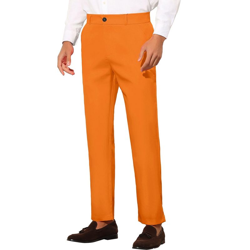Lars Amadeus Men's Slim Fit Flat Front Solid Color Skinny Business Dress Pants, 1 of 7