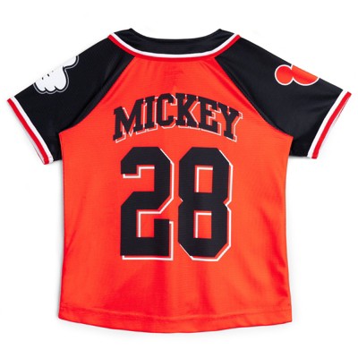 Disney Mickey Mouse Little Boys Mesh Baseball Jersey Button Down Shirt Red / Black 7-8 — фото 3