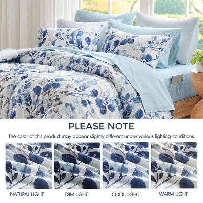 Regency Heights 9Pcs BIAB Floral Print Cottage Style Lightweight Comforter Set, Seersucker Textile Ultra Soft Breathable Bedding Set, Blue, Queen — фото 7
