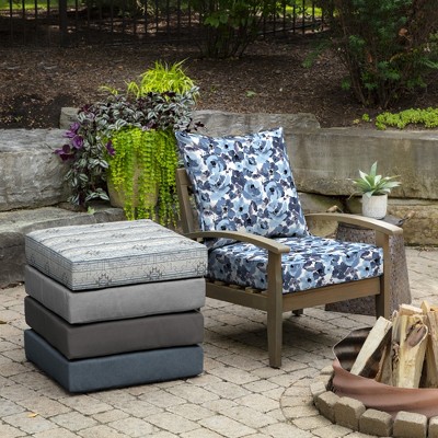 Blue Garden Floral Outdoor Deep Seat Cushion Set