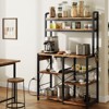 Nasitip 35.4''Microwave Stand w/Open Storage Shelves Coffee Bar with Wire Basket Industrial 6-Tier Kitchen Storage Rack with Hutch,Brown - 4 of 4