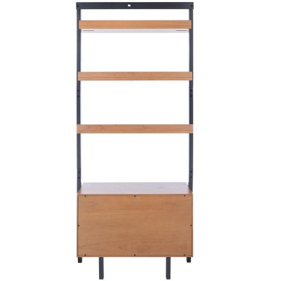 Vlad Natural Mahogany & Charcoal 3-Shelf Storage Etagere