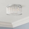 Possini Euro Design Modern Ceiling Light Flush Mount Fixture 16" Wide Chrome Woven Laser Cut Clear Crystal Beaded Strands for Bedroom Kitchen Hallway - 2 of 4