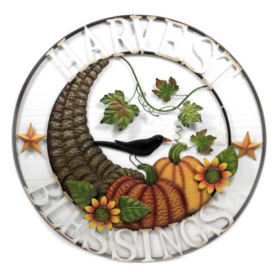 Home & Garden 28.0" Cornucopia Harvest Wall Art Thanksgiving Fall Decor Direct Designs International  -  Decorative Garden Stakes