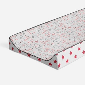 Bacati - Baseball Red/Gray Muslin Changing Pad Cover - 1 of 4