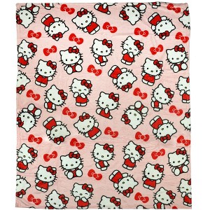 Hello Kitty Bow Surprise Character Hugger Pillow and Fleece Throw Blanket Set Multicolored - 1 of 4