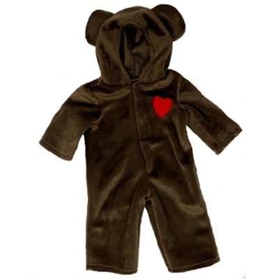 19" Baby Doll Clothes Brown Fuzzy Bear Costume 