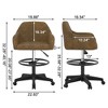 VECELO Height Adjustable Office Chair PU Leather Desk Chair Ergonomic Swivel Stool with Back and Arm Black/Brown/White - 3 of 4