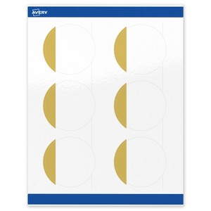 Avery Printable Round Labels, Gold-Dipped Edge, 3" Diameter, Glossy White Round Labels, Permanent, Laser/Inkjet, 60ct, Great for Product Labels - 1 of 4