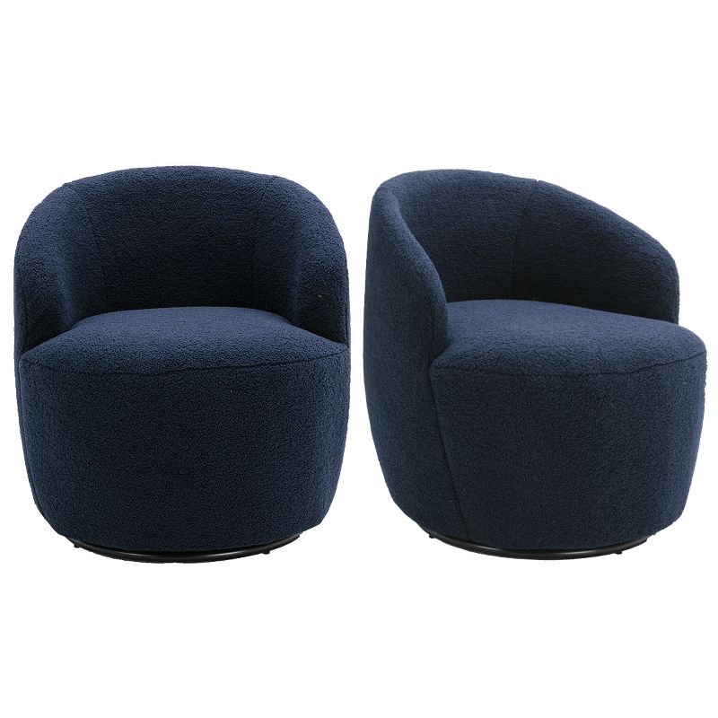 Fannie Set Of 2 Teddy Swivel Chair,25.60'' Wide Small Size Teddy Accent Chairs,Upholstered 360° Swivel Barrel Chair-The Pop Maison, 2 of 10