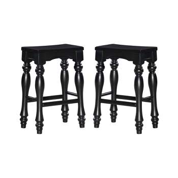 Set of 2 24" Lydia Backless Saddle Counter Height Barstools Black - Powell Company