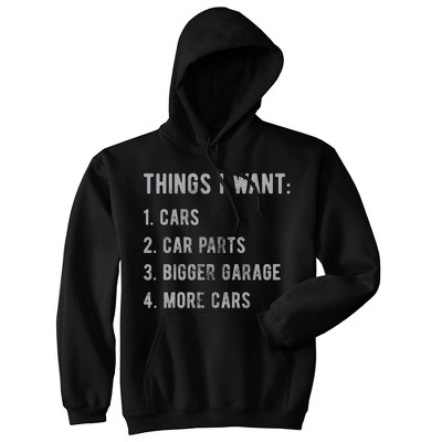 Things I Want List Cars Adult Hoodie Funny Car Guy Mechanic Wishlist Hooded Sweatshirt - Crazy Dog Hoodie
