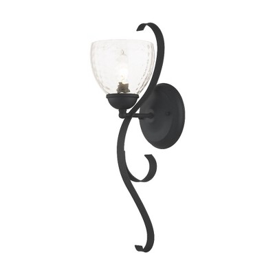 Brookside Hand-Blown Clear Water Glass Black Sconce