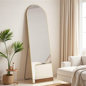 FONTOI Arched/Rectangle 59"/64" Full Length Floor Mirror with Aluminum Alloy Frame Large Standing Mirror for Bedroom Living Room Entryway Bathroom - 1 of 4