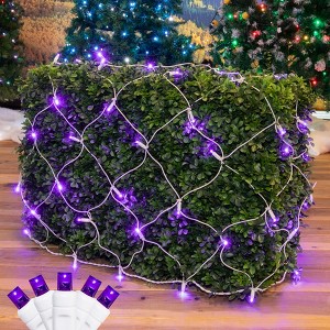 Novelty Lights 100 Light Warm White LED Christmas Net Lights Christmas Decorations Green Wire 4' X 6' - 1 of 4