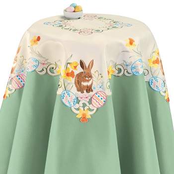 Collections Etc Bunny Floral Table Topper