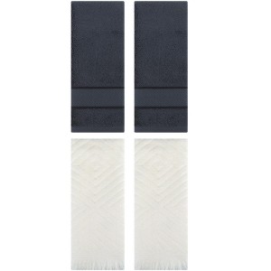 REGALWOVEN 4 Pcs Bathroom Decorative Cotton Soft Absorbent Sold Striped Hand Towel - 1 of 4