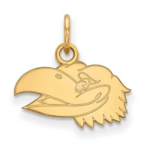 Black Bow Jewelry 14k Yellow Gold Plated Sterling Silver Kansas Jayhawks NCAA Extra Small Pendant - 1 of 3