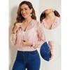 Allegra K Women's Stand Collar Zip Up Sheer-Mesh Lace Bomber Jacket - 2 of 4