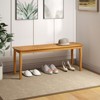 Tangkula 2PCS 47" Long Patio Dining Bench w/ Slatted Seat Backless Wooden Picnic Bench - 3 of 4