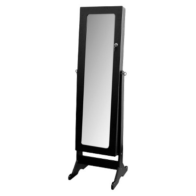 Ore International Jewelry Armoire Brown: Hardwood Free Standing Organizer with Mirror, Metal Hardware