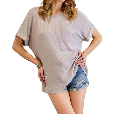 Women's Boat Neck Short Sleeve Loose Fit Top - ADORA