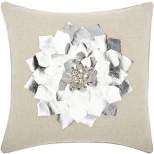 Mina Victory Home For The Holiday Metallic Pointsettia Indoor Throw Pillow