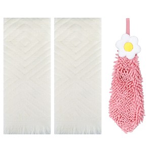 REGALWOVEN 3 Pcs Bathroom Soft and Absorbent Decorative Hand Towel - 1 of 4