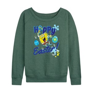Women's - SpongeBob Squarepants - Hoppy Easter Lightweight French Terry Wide Neck Long Sleeve Shirt - 1 of 4