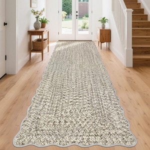 Coucheta Washable Braided Area Rug, Vintage Scalloped Design, Non-Slip Low Pile Indoor Carpet for Living & Dining Room, Bedroom, Office & Nursery - 1 of 4