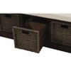 NicBex Rustic 43.7" Storage Bench with 3 Removable Wicker Baskets,Entryway Shoe Bench with Cushion,Farmhouse Entryway Bench for Living Room - 4 of 4