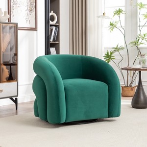 SEYNAR Modern Glam Velvet 360 Degree Swivel Accent Armchair with Tufted Back - 1 of 4
