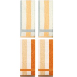 REGALWOVEN Striped Absorbent Soft Cotton Hand Towels for Bathroom 4 Pack - 1 of 4